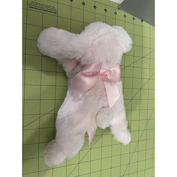 Bearington Baby Collection Bunny Tail Rabbit Plush Toy Rattle Laying Lovey Satin - Picture 11 of 11